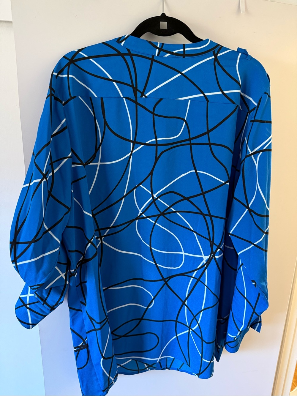 Calvin Klein Vibrant Blue Abstract-Print Button Front Shirt - Picture 2 of 7